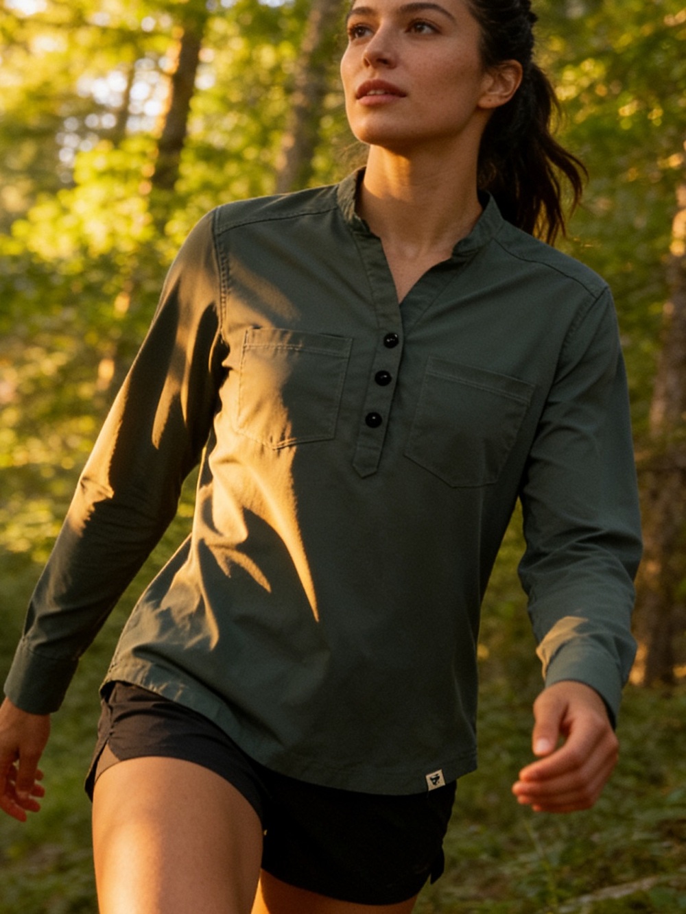 LIV Outdoor Sage Green Long Sleeve Popover Shirt EUC